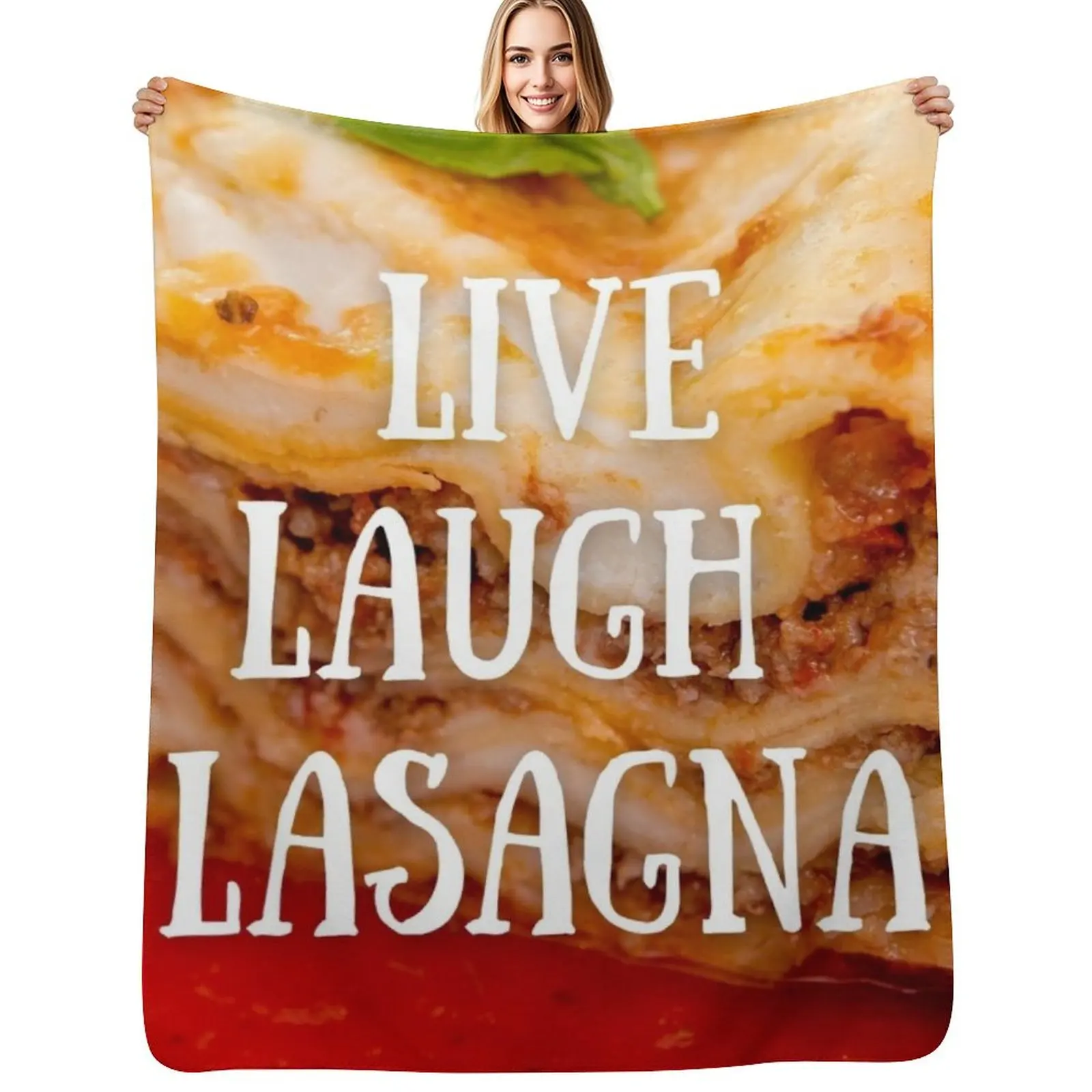 Live Laugh Lasagna Throw Blanket Soft Cozy Blanket for Pet Kids Adults