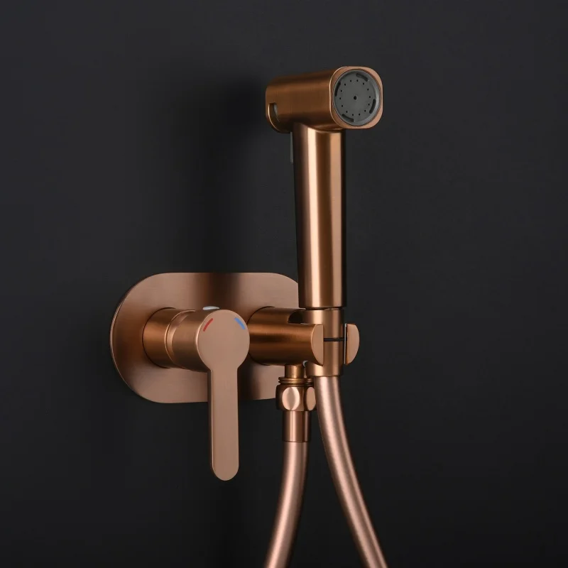 

Brush Rose Gold Spray Shower Handheld Bidet Sprayer Hot & Cold Brass Handheld Toilet Bidet Faucet Sprayer Shower Nozzle