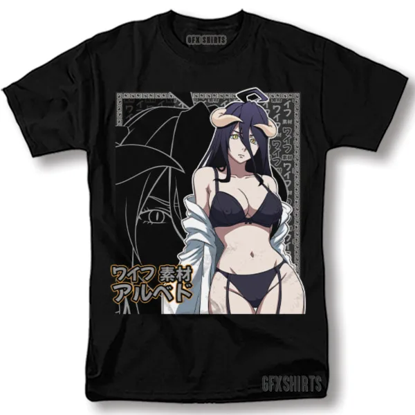 Overlord Albedo Shirt Hentai Kawaii Anime Senpai Manga Graphic T-Shirt All Size