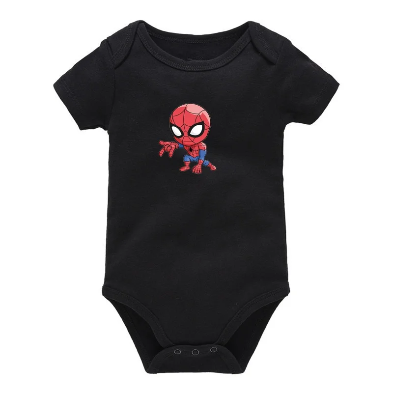 الوليد الطفل الصيف بذلة من القطن الخالص قصيرة الأكمام رقيقة الكرتون الرجل العنكبوت الزحف دعوى 0-3 أشهر ملابس الطفل #5