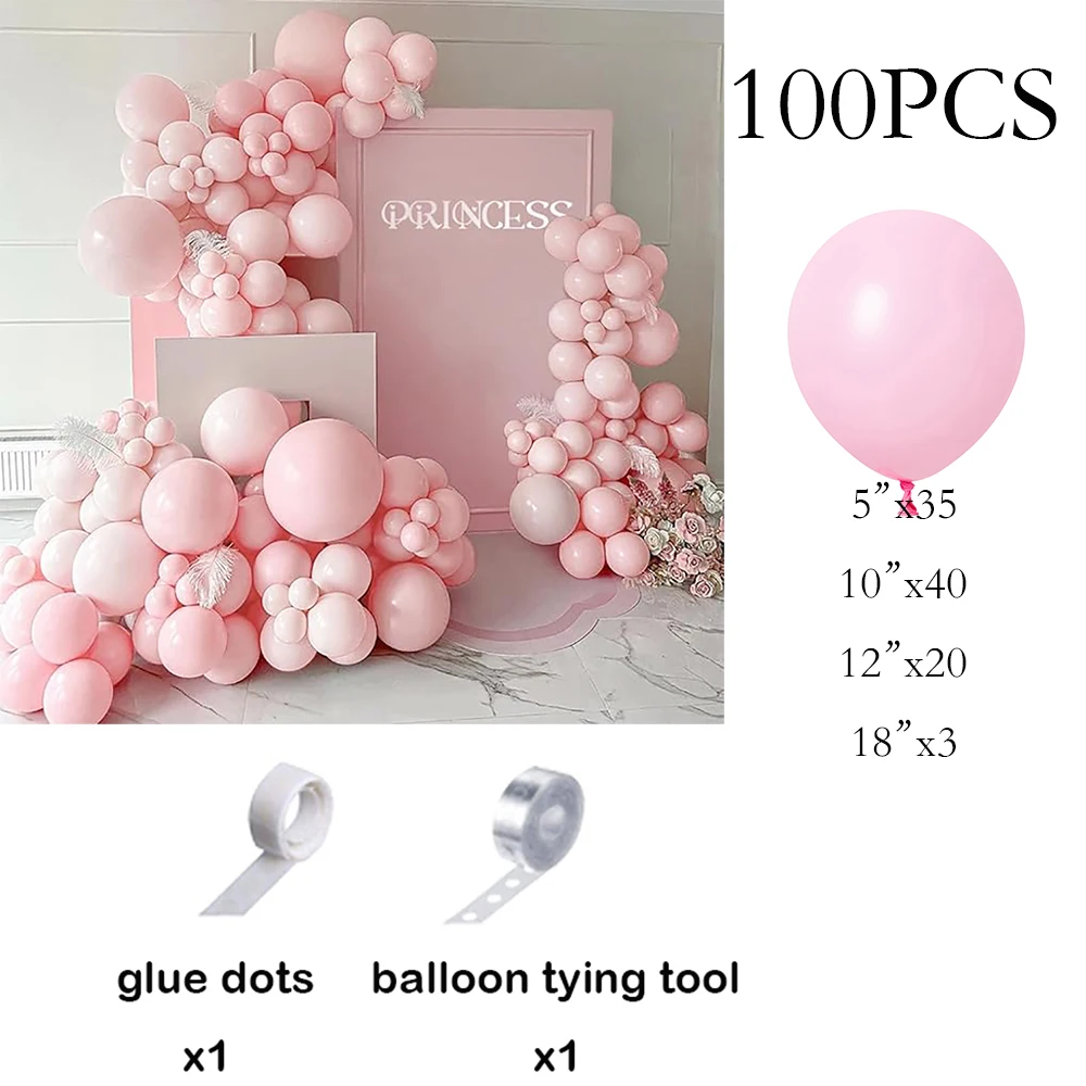 Pink Balloons Garland Different Size Latex Balloon Arch Kit Baby Pink Birthday Party Baby Shower Gender Reveal Decoration Globos