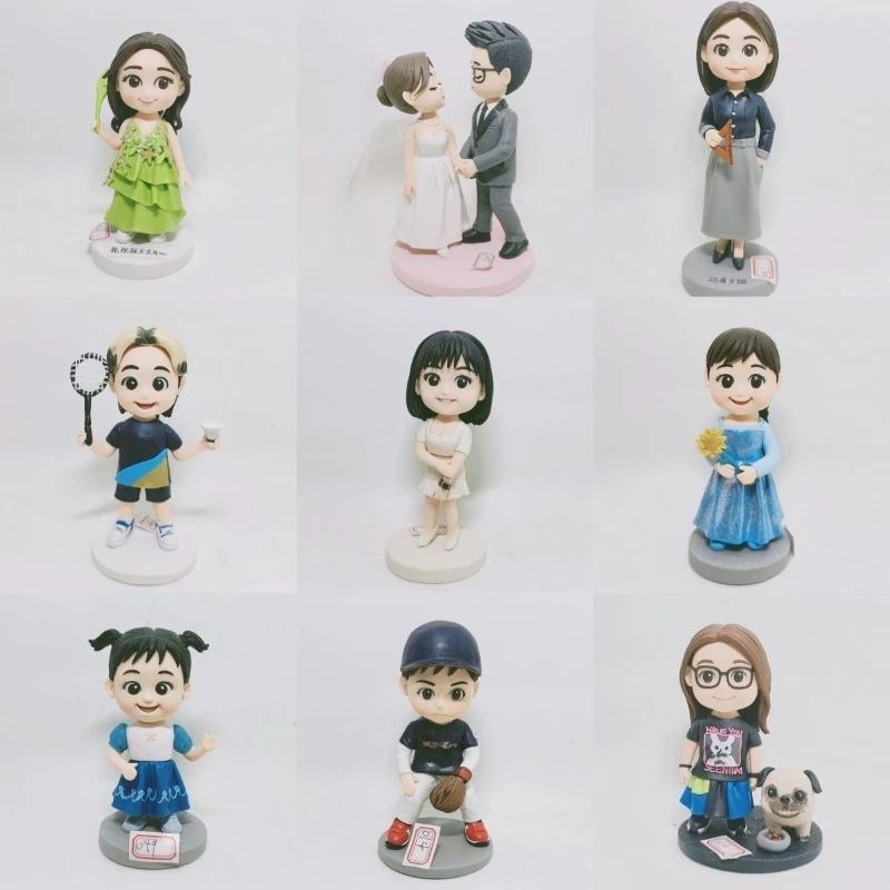 

3D фигурка ручной работы Q версии, персонализированная глиняная кукла на фотографиях, фигурка настоящего человека, фигурки на заказ, экшн-фигурки