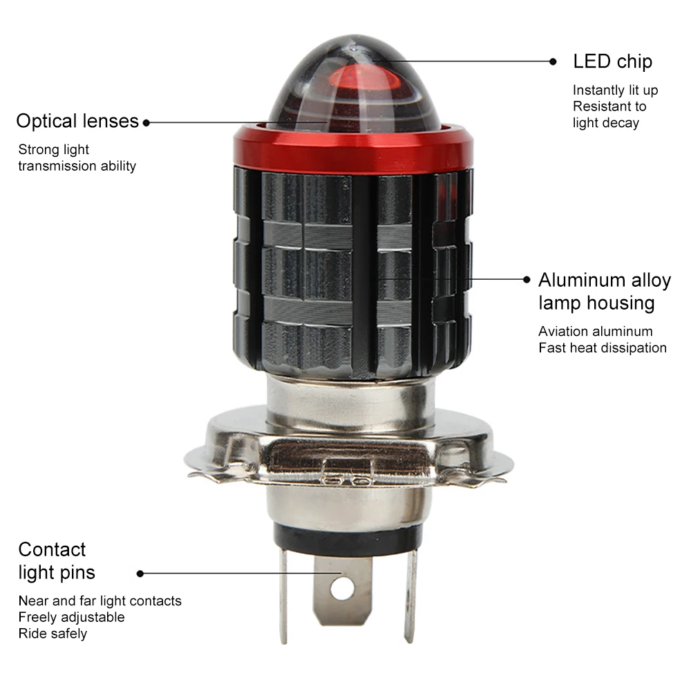 H4 LED Motorcycle H6 LED Moto Motorcycle Headlight white yellow Bulbs Lens High Low Beam Lamp Motorbike Lamp Scooter Tricycle
