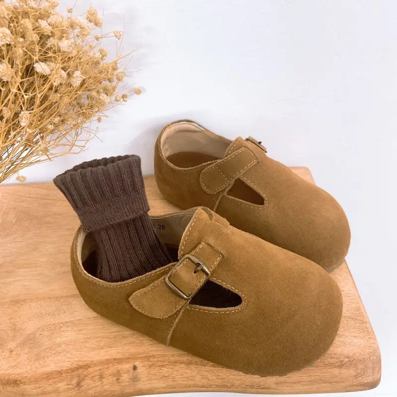 Korean Childrens Shoes 2024 Spring New Leather Childrens Single Shoes Fashionable and Minimalist Shoes