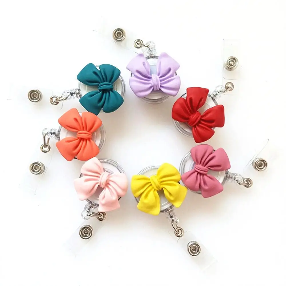 Bow Flower Nurse Badge Reel 3D Flora Name Tag Retractable Badge Holder Work Card Chest Card Easy Pull Buckle Hospital Use