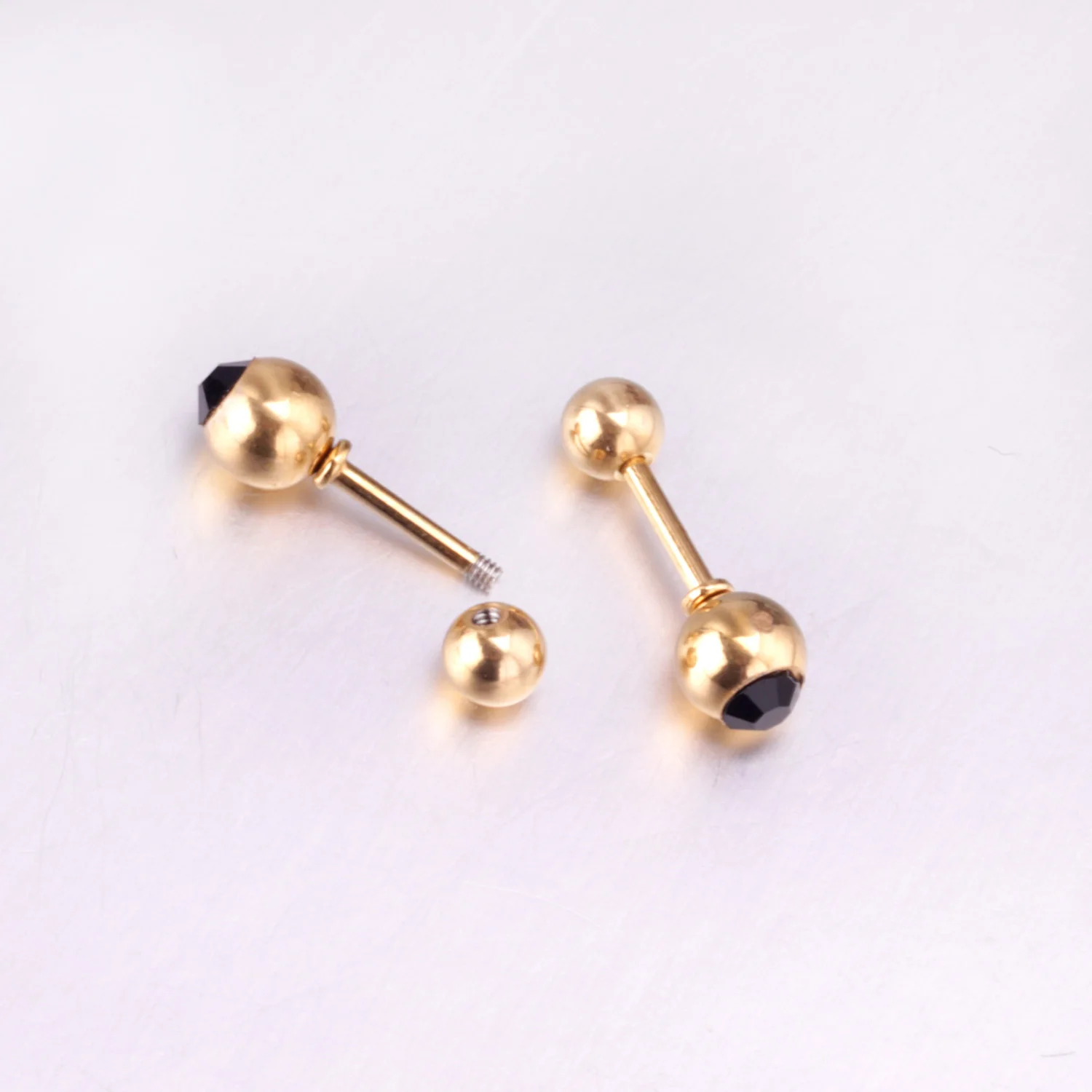 LUXUSTEEL White Black Crystal Earrings For Women Men Golden Color Stainless Steel Round CZ Studs Anti-allergy Screw Back Aretes