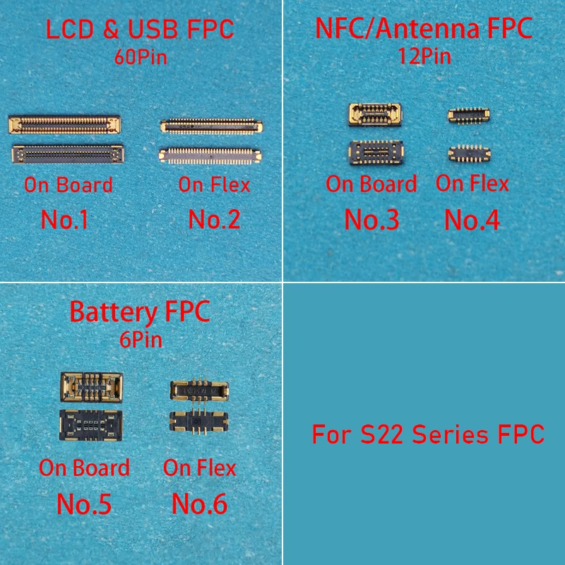 2-10 SZTUK Bateria Wyświetlacz LCD Ładowanie USB Antena WiFi Złącze FPC na płycie dla Samsung S22 Ultra Plus S22U 5G S908 S901 S906 U