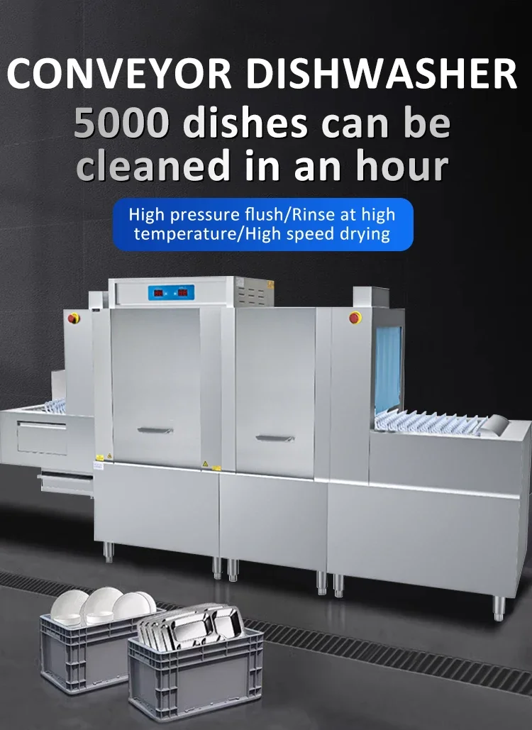 Freestanding Commercial Dishwasher Machine Conveyor Washing Machine/Automatic Dish Washer For Restaurant