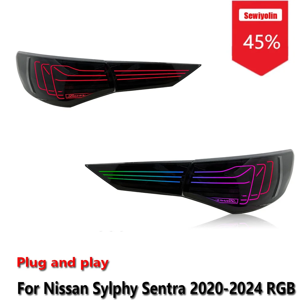 

Sewiyolin Car LED Tail Light Assemblies For Nissan Sylphy Sentra 2020-2024 RGB Auto Fog DRL Brake Turn Signal Lamp Plug and Play