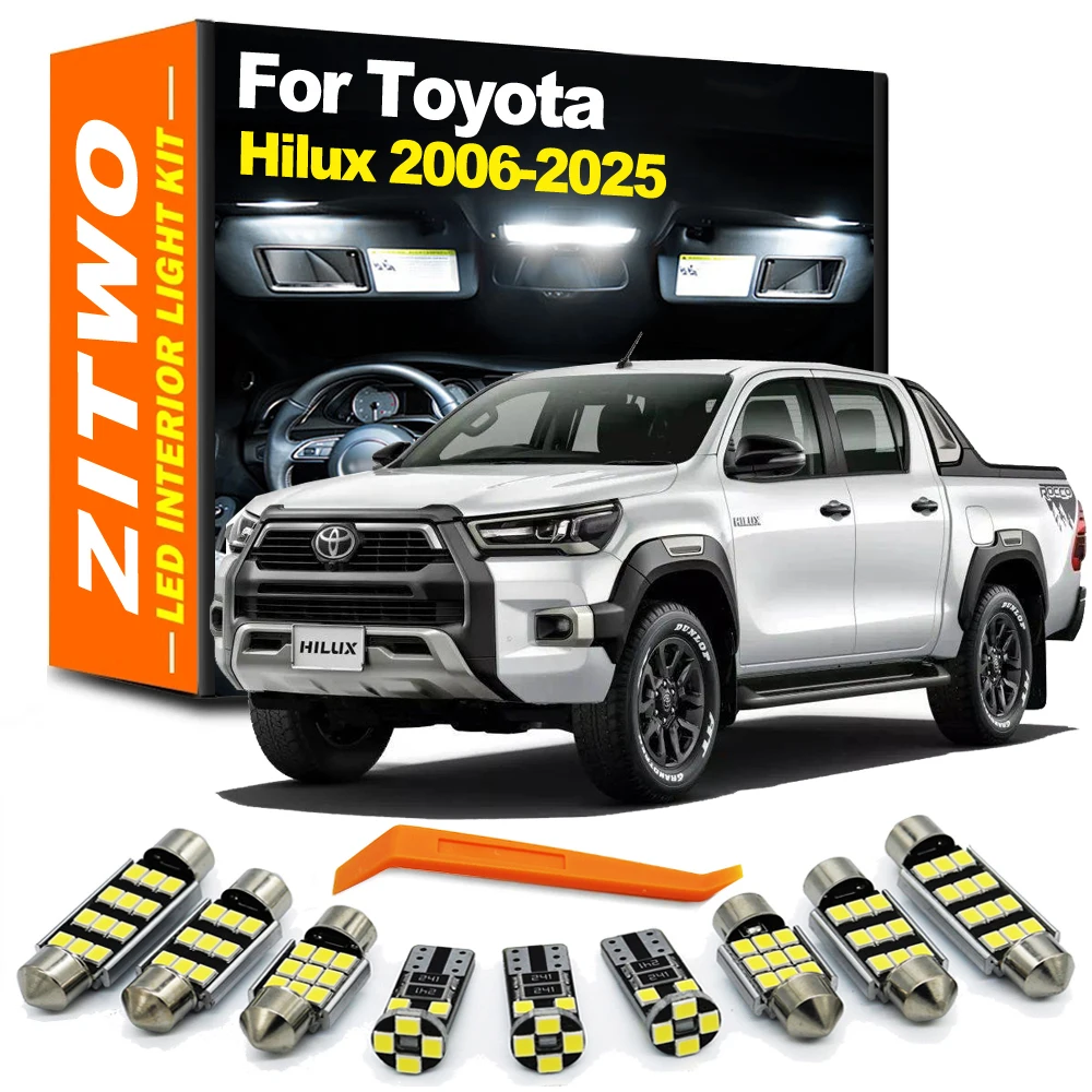 Vehicle LED Interior Light License Plate Bulb Kit For Toyota Hilux 2006- 2016 2017 2018 2019 2020 2021 2022 2023 2024 2025