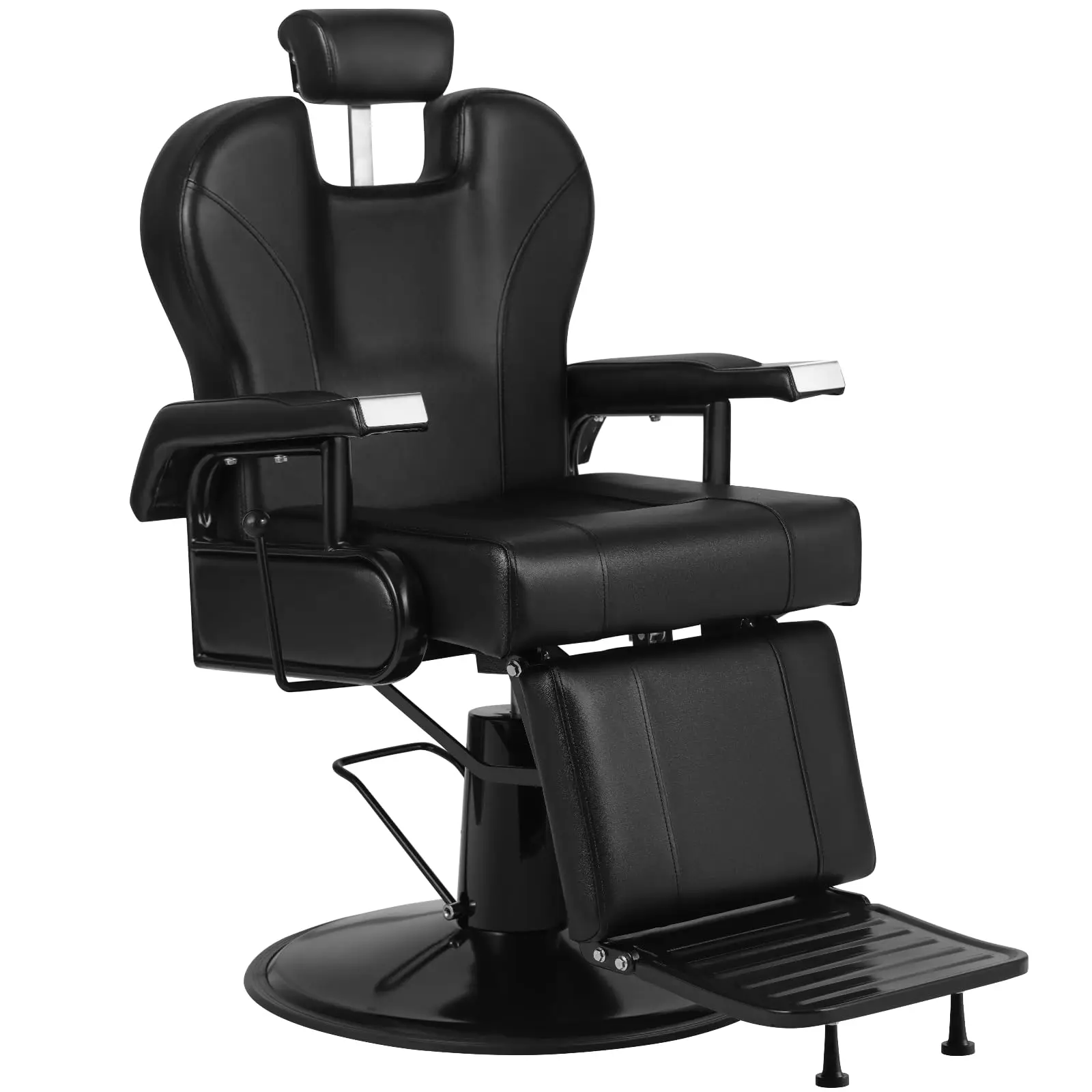 Hydraulic Barber Chair Reclining Salon Chair for Barbershop All Black | 550LBS Heavy Duty Barbershop Chair, Adjustable