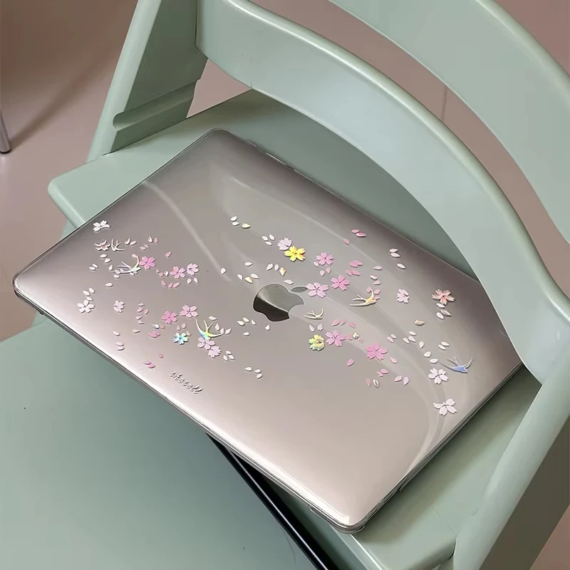 Falling Flowers Laptop Case For Apple Macbook 15 inch 2025 M5 Air 15 13 13.6 inch For M4M3M2M1 Chip Pro 13 Air 13 Crystal Cover