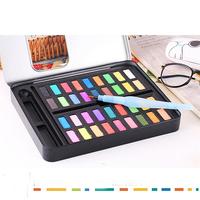 36 Color Solid Watercolor Paint Professional Box Paintbrush Portable Pigment Painting Art Supplies