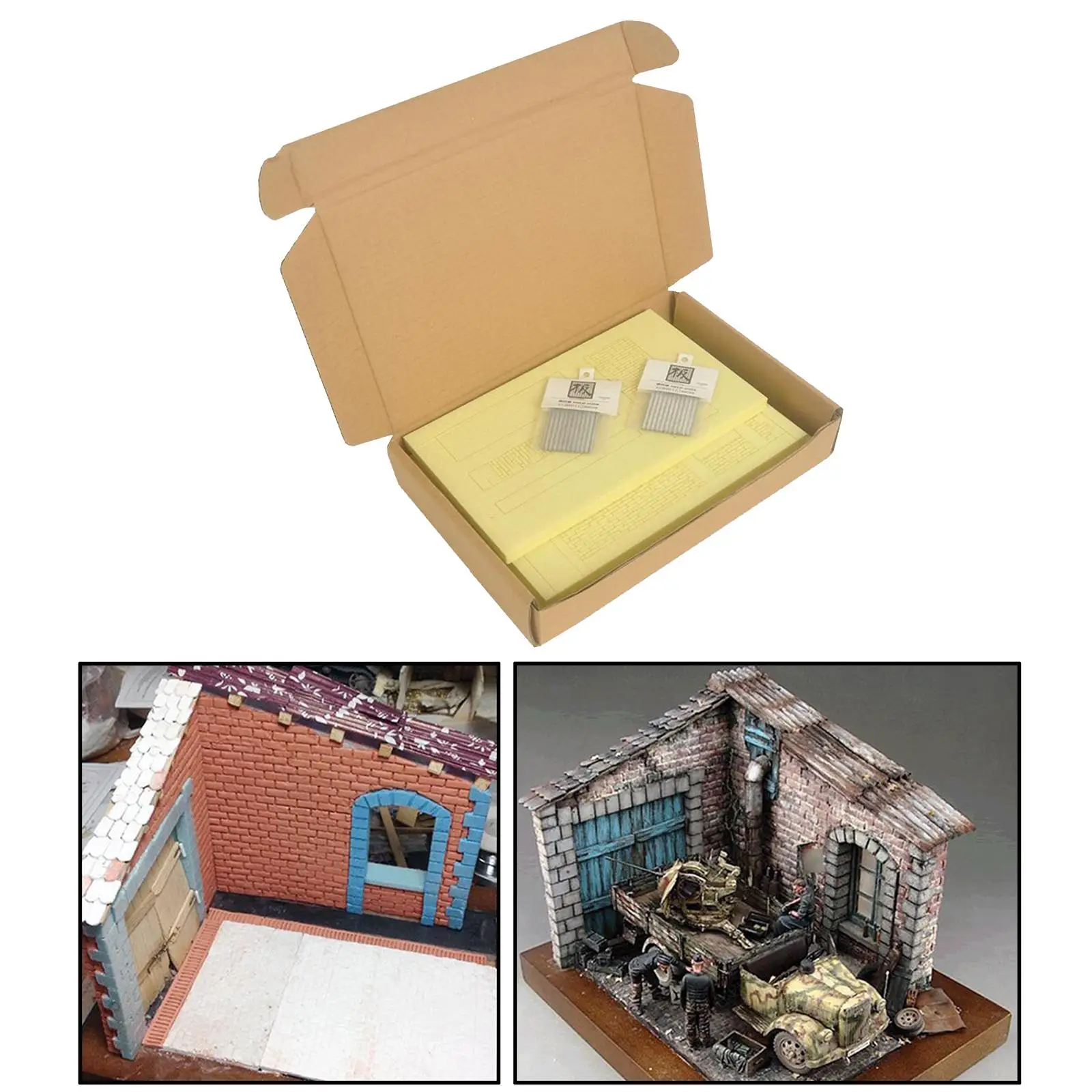 DIY Puzzle Kits para Artesanato, Madeira Ruínas Casa, 1:35 Cena Layouts