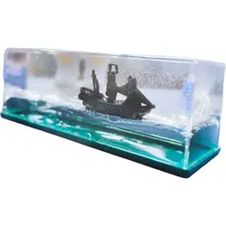 Creative Cruise Ship Fluid Drift Bottle Desktop Deco Black Pearl Cruise Ship Ornament Never Capsize Drift Bottle Decor