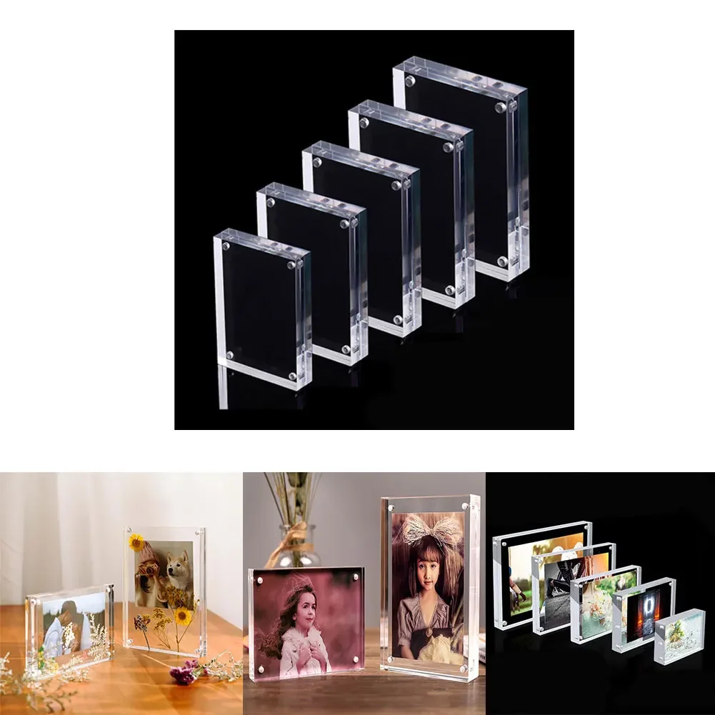 1pcs Transparent Acrylic Photo Frame Magnetic Poster Display Stand Picture Frames 7 X 12cm,8 X 12cm,12.7 X 17.8cm,14.8 X 21cm