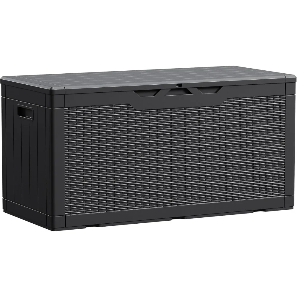 

100 Gallon Waterproof Large Resin Deck Box Indoor Outdoor Lockable Storage Container for Patio Furniture Cushions Garden