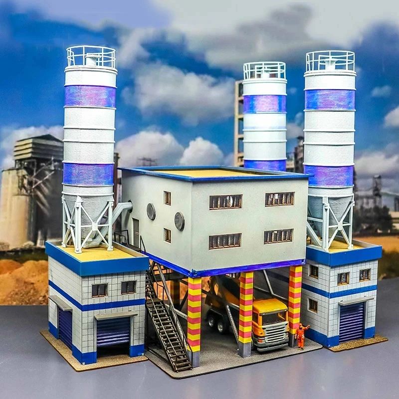 

1/87 HO Scale Cement Factory Model Industrial Building Model DIY Sand Table Train Scene layout Assembled Model kit Hobby Toy