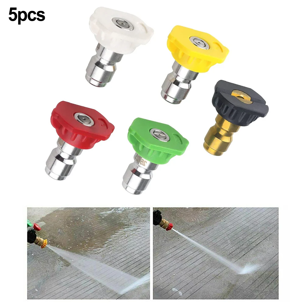 5PCS 1/4inches Pressure Washer Spray Tips Nozzles Garden Hose Quick Connect Sets Car Washer Accessory Turbo Nozzles Sprayer