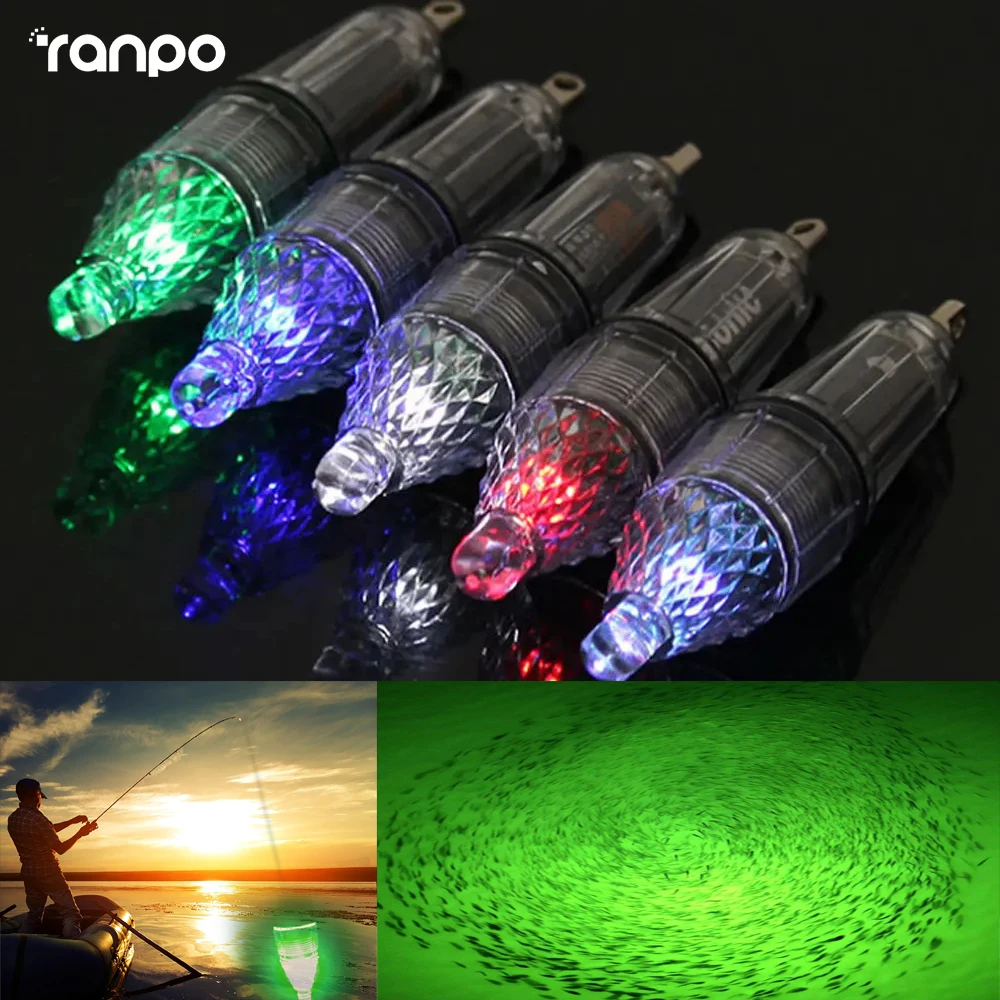 12cm Underwater Fishing Ligh Deep Drop Fishing Light Waterproof Flashing LED Night Fishing Light Attractive Light Green Lights