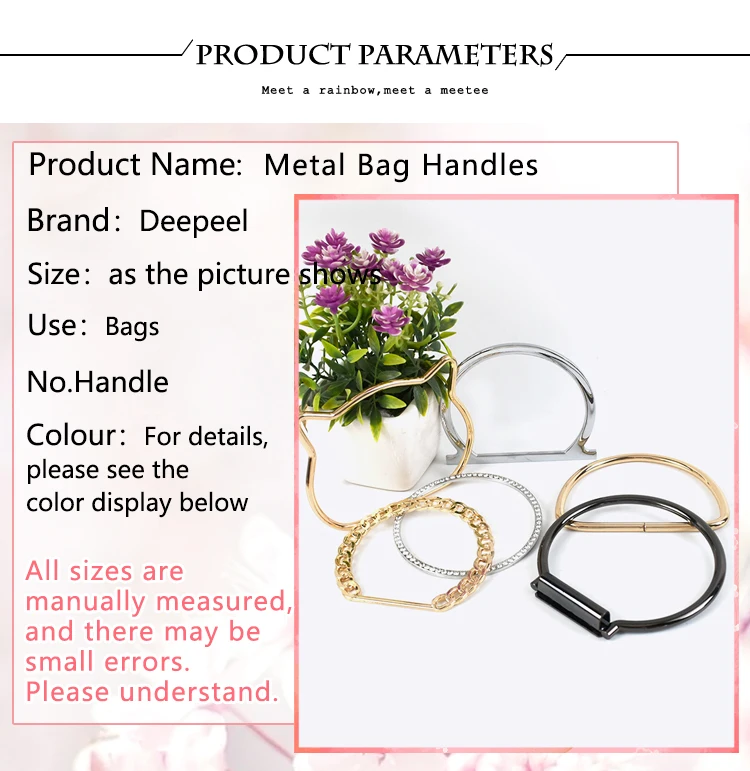 2Pcs Deepeel Metal Bag Handles Purse Sewing Frame Brackets DIY Handcrafted for Women Handbag Replacet Hardware Bags Accessories