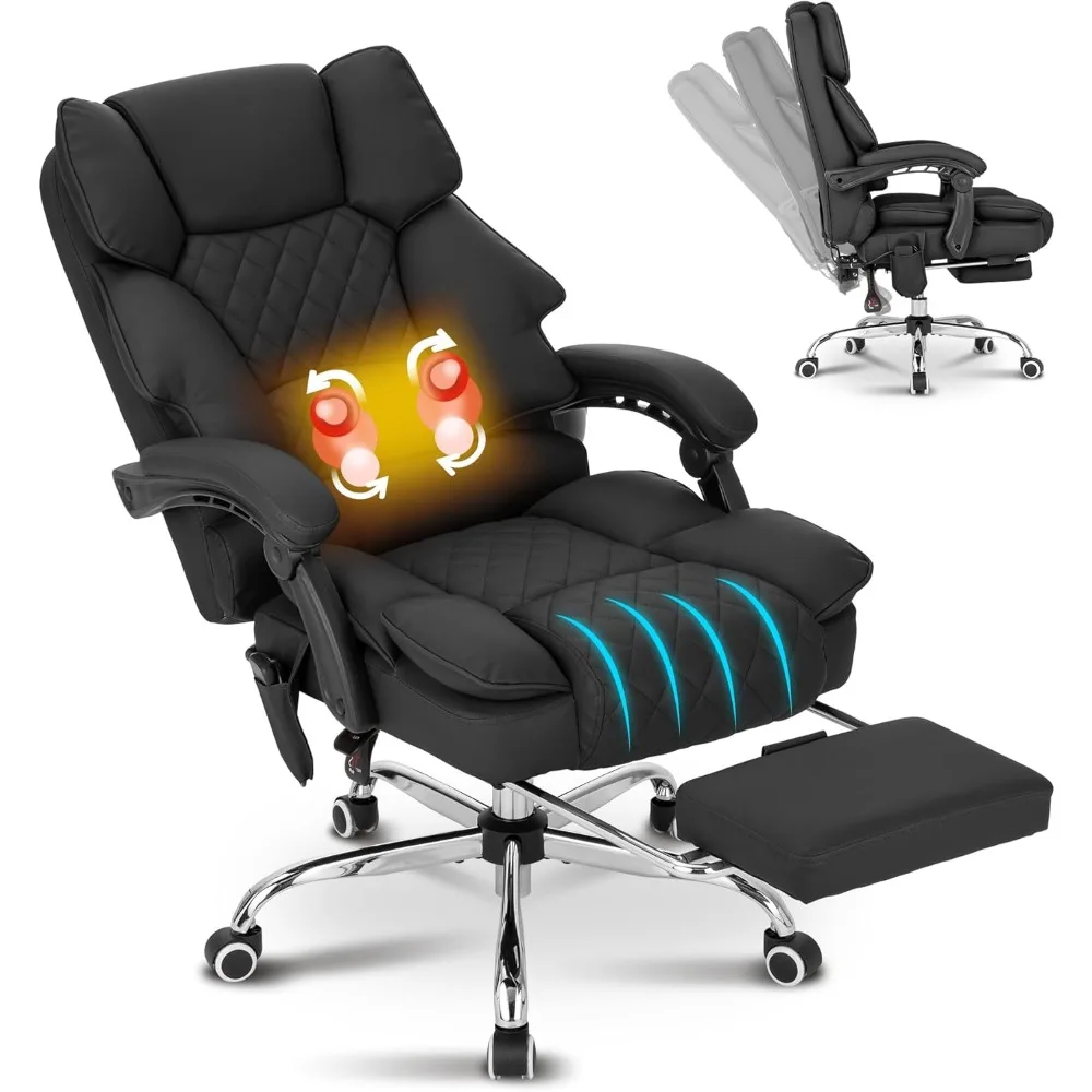 Kneading Massage ExecutiveOfficeChair with Heated,90-135°Reclining Office Chair with Footrest,Ergonomic Desk Chair with Backrest