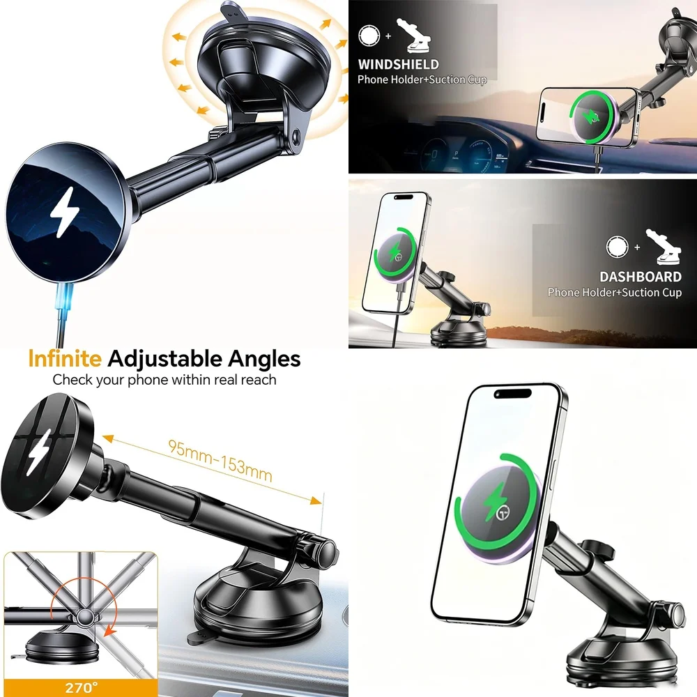 Electronic Accessories New Trend Magnetic Wireless Car Charger Windshield Car Phone Holder Consumer Electronics Trending Product