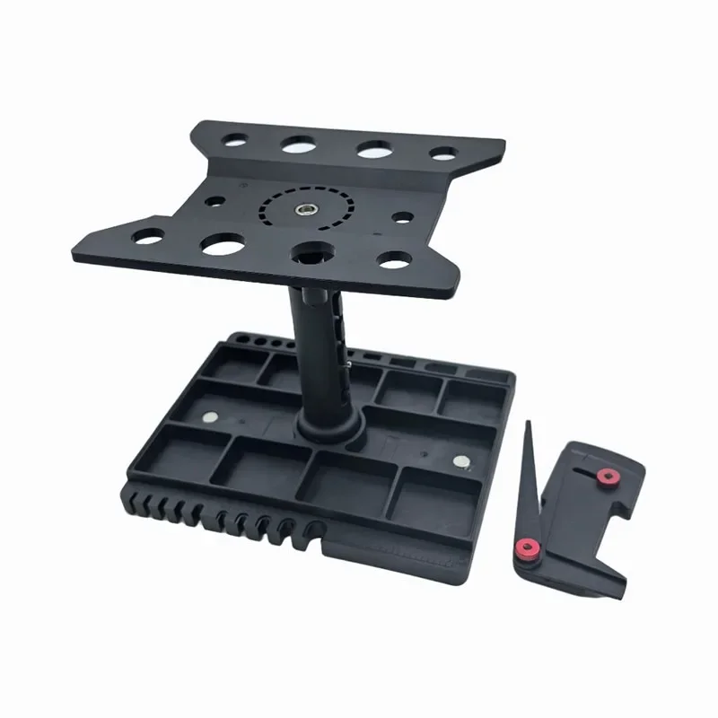 For 1/12 1/14 1/16 1/18 1/24 RC Car Plastics Repair Work Stand, 360°Rotation with Angle Gauge & Magnetic Screw Tray