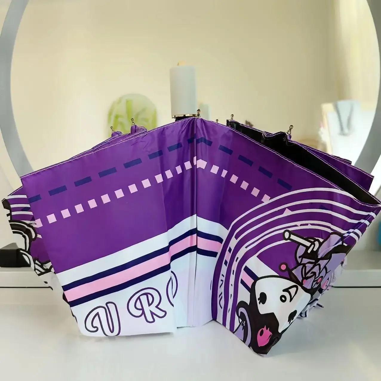 

Sanrio Kawaii Design Automatic Umbrella UV Protect Umbrella For Girl Folding Umbrellas Mymelody Kuromi Cinnamoroll