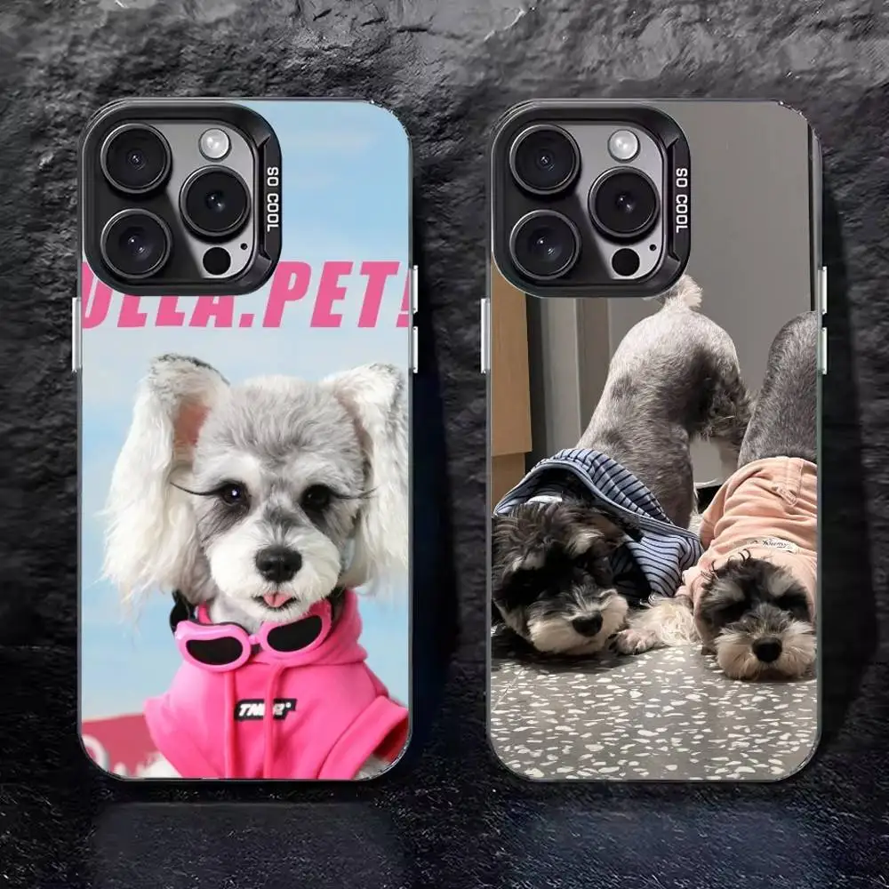 

Cartoon Schnauzer Dog Phone Case For iPhone 17 16 15 14 13 12 11 Pro Max XS Max 7 8 Plus Shockproof Silicone Matte Cover