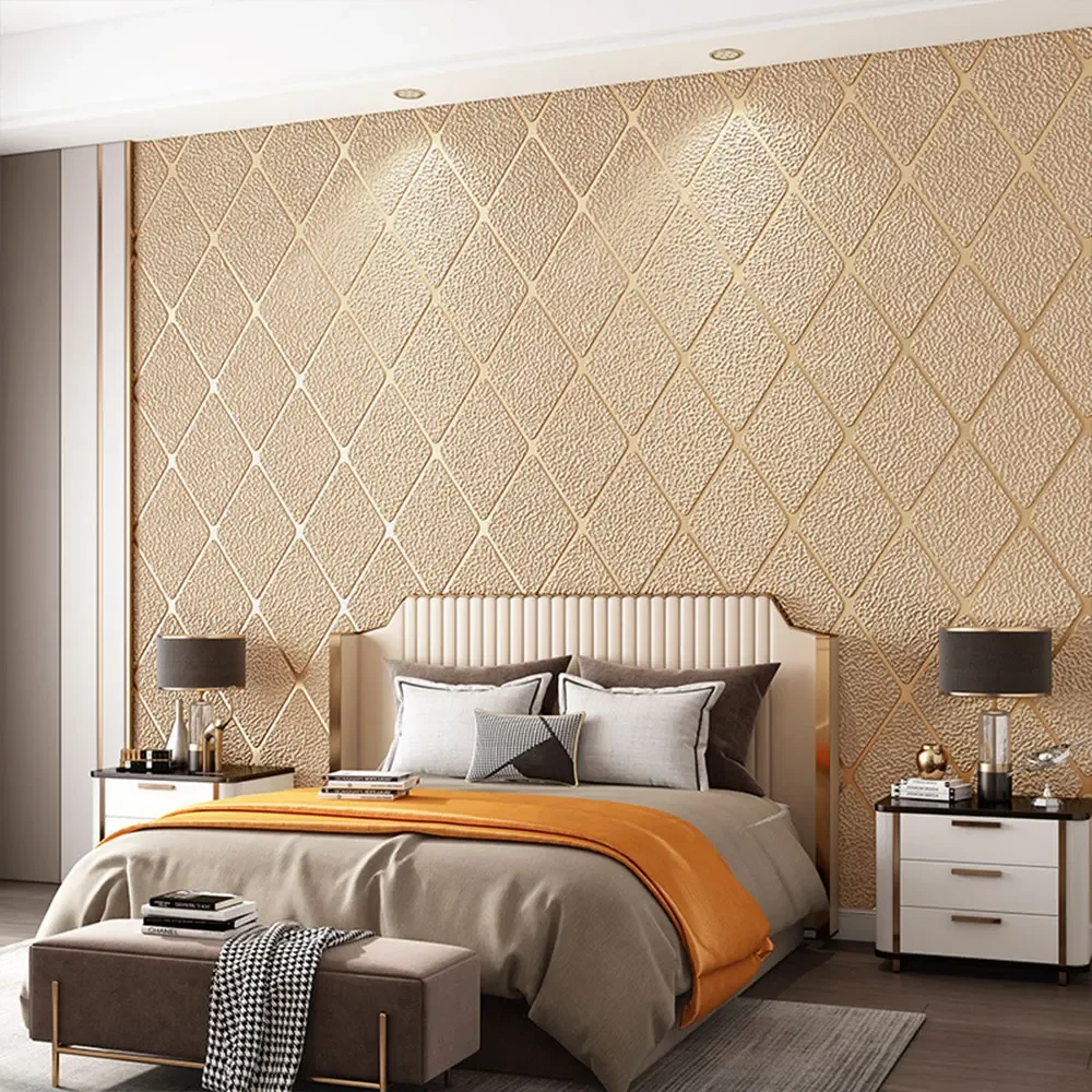 Modern Minimalist Imitation Deer Skin Velvet Large Grid Wallpapers Bedroom Living Room High Quality Decorative Wallpaper 3D