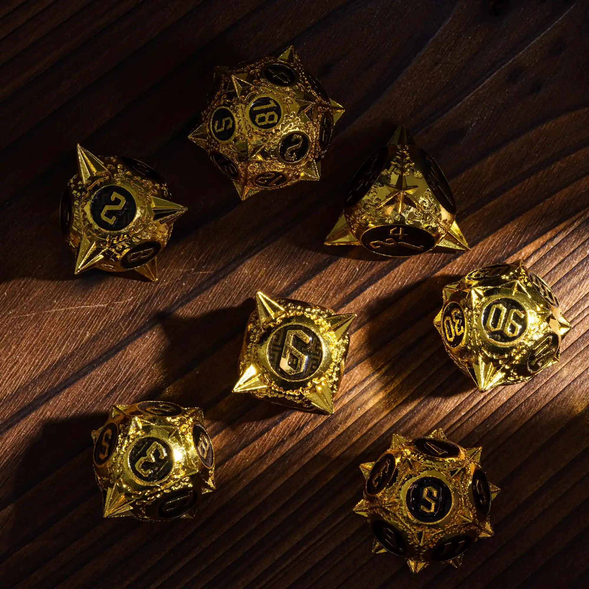 Polyhedral D & D Dices Set for Dungeons and Dragons, Pathfinder Board Games, 7 Angular Metal Dice, D4, D6, D8, D10, D%, D12, D20