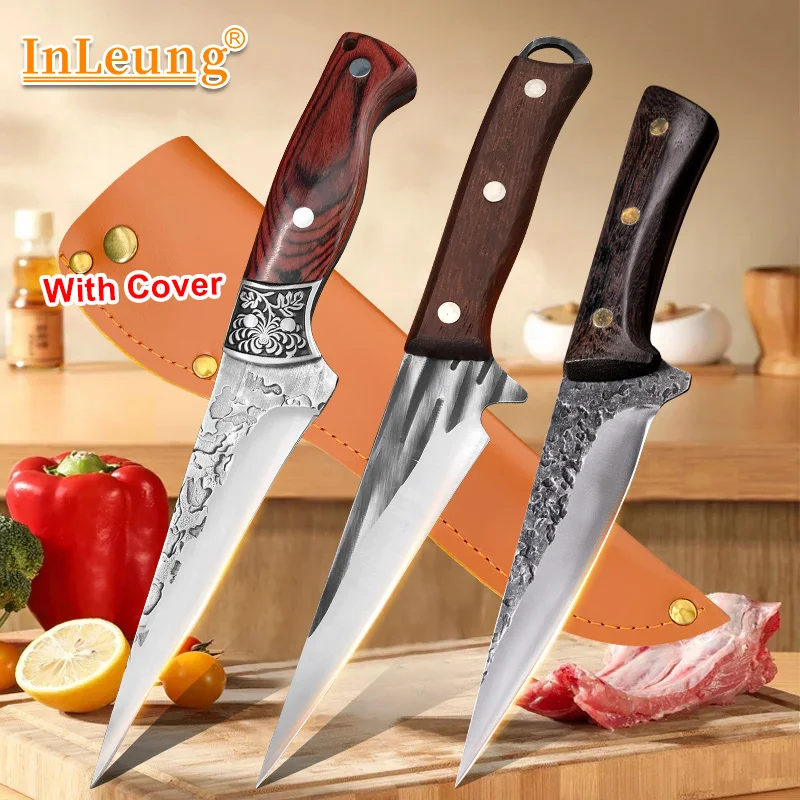 Professional Kitchen Butcher Knife Hand-forged Meat Boning Knives Wooden Handle Fruit Paring Fish Utility Knife Cooking Tools