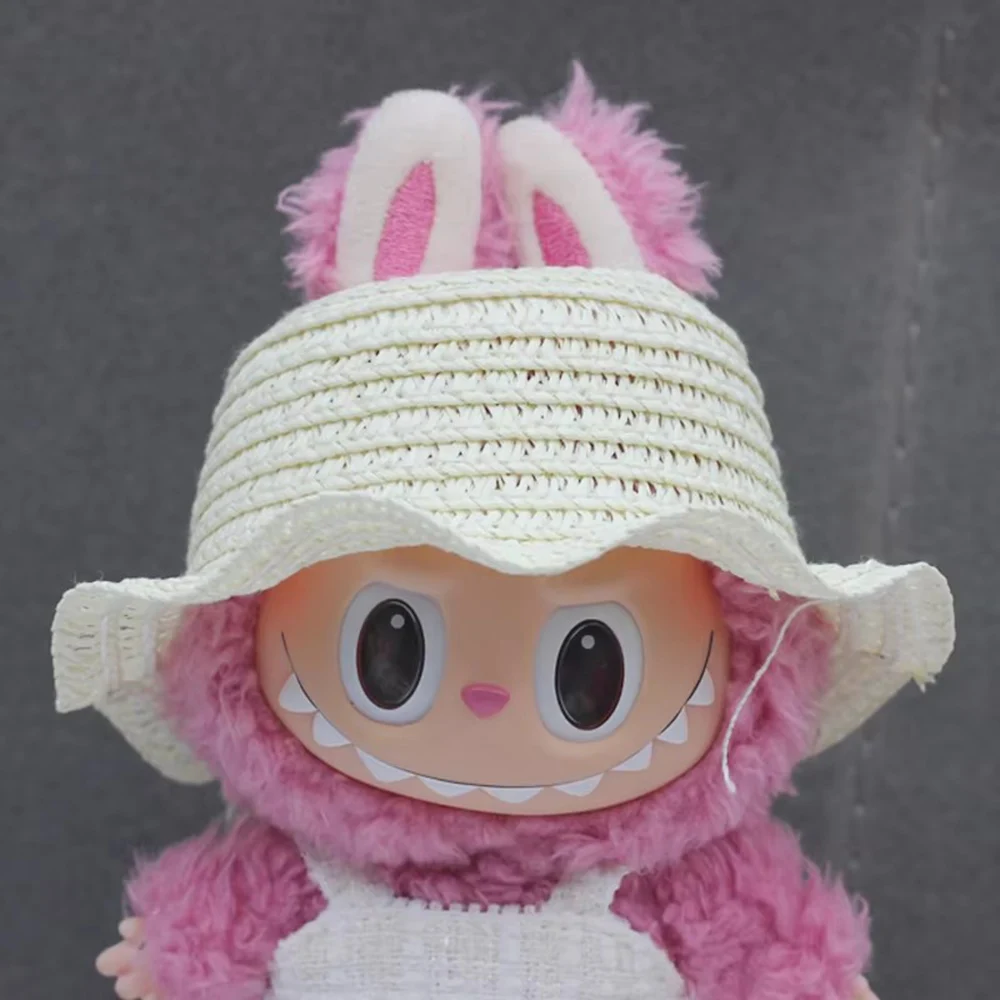 

17 см мини-кукла Labubu, одежда Labubu Idol V1 V2, волнистый край, пустой топ, соломенная шляпа, кукла, мини-аксессуары