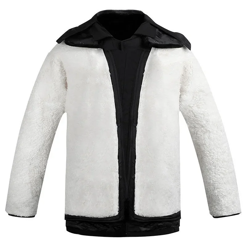 Men's Warm Winter Jacket Sheepskin Jacket Genuine Leather Warm Middle-aged and Elderly Wool Lamb Inner Jacket