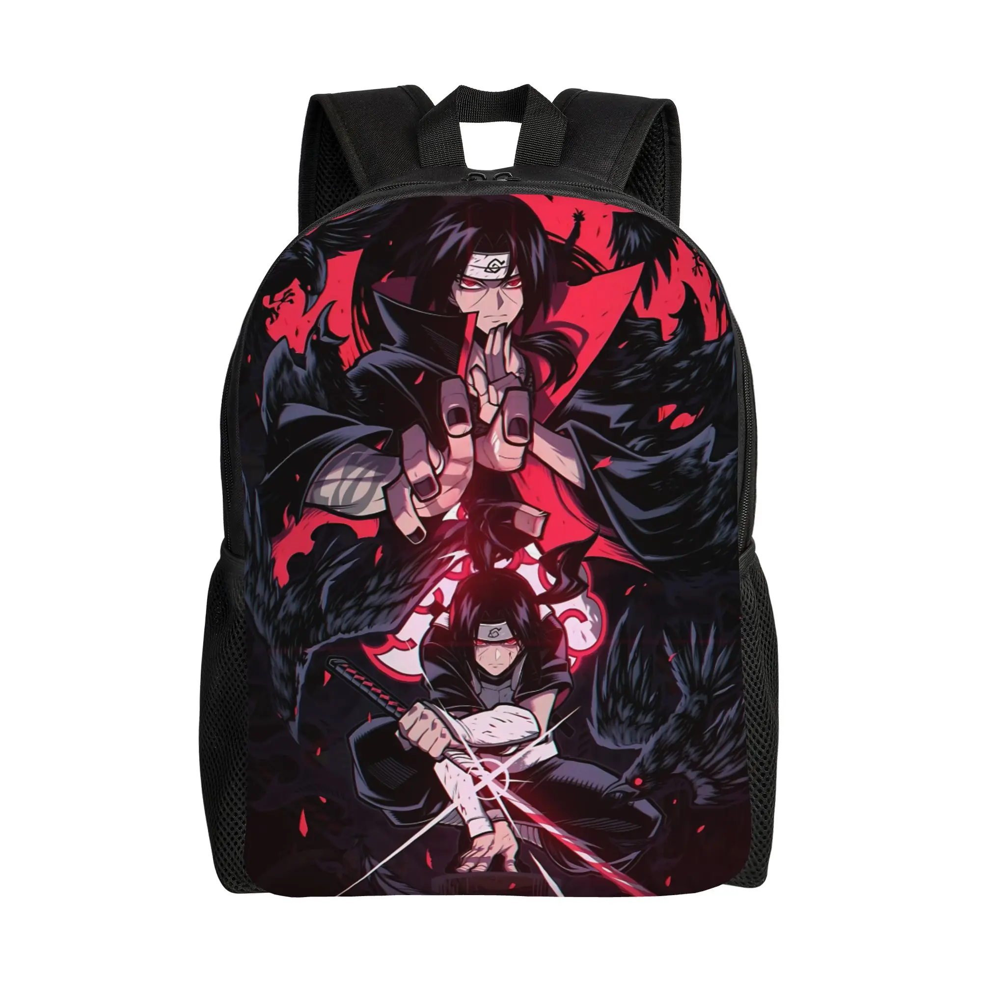 Mochilas de Moda Naruto Anime Comic Daypack Ita Bag Mochila Casual de Viagem com Fecho de Zíper