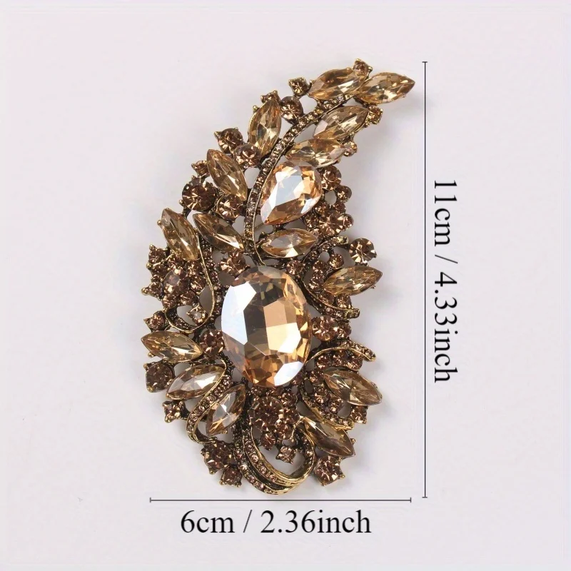 1pcs Shiny Large Rhinestone Solid Color Brooches Pins Exquisite Crystal Party Banquet Jewelry Badges for Lady