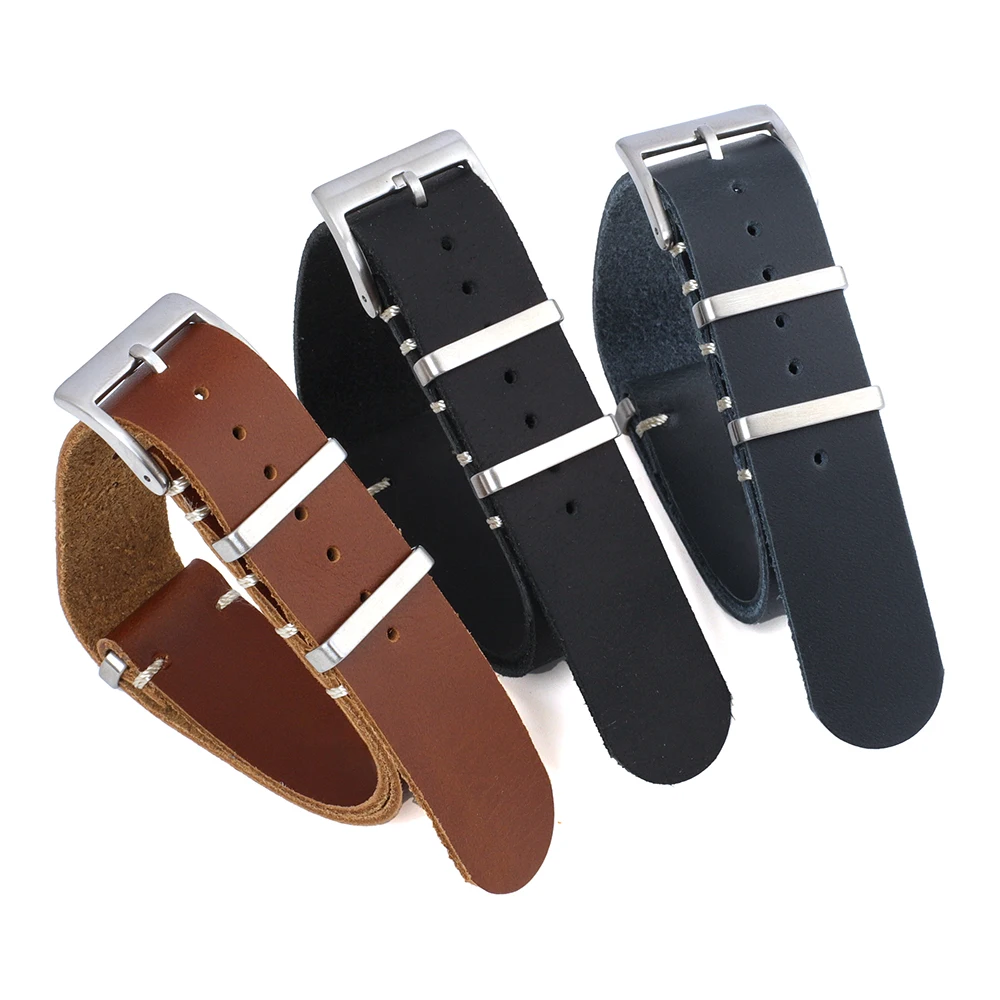 

Vintage Soft Genuine Leather Long Watchband 18mm 20mm 22mm Black Brown Watch Strap Watch Wrist Strap Watch Accessories for Man