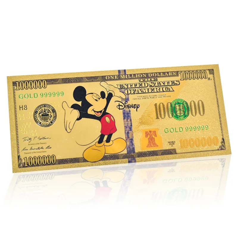 Disney Mickey Mouse Gold Foil Coins Cartoon Anime Figures Q Figurals Donald Duck Minnie Mouse Commemorative Coins Birthday Gifts