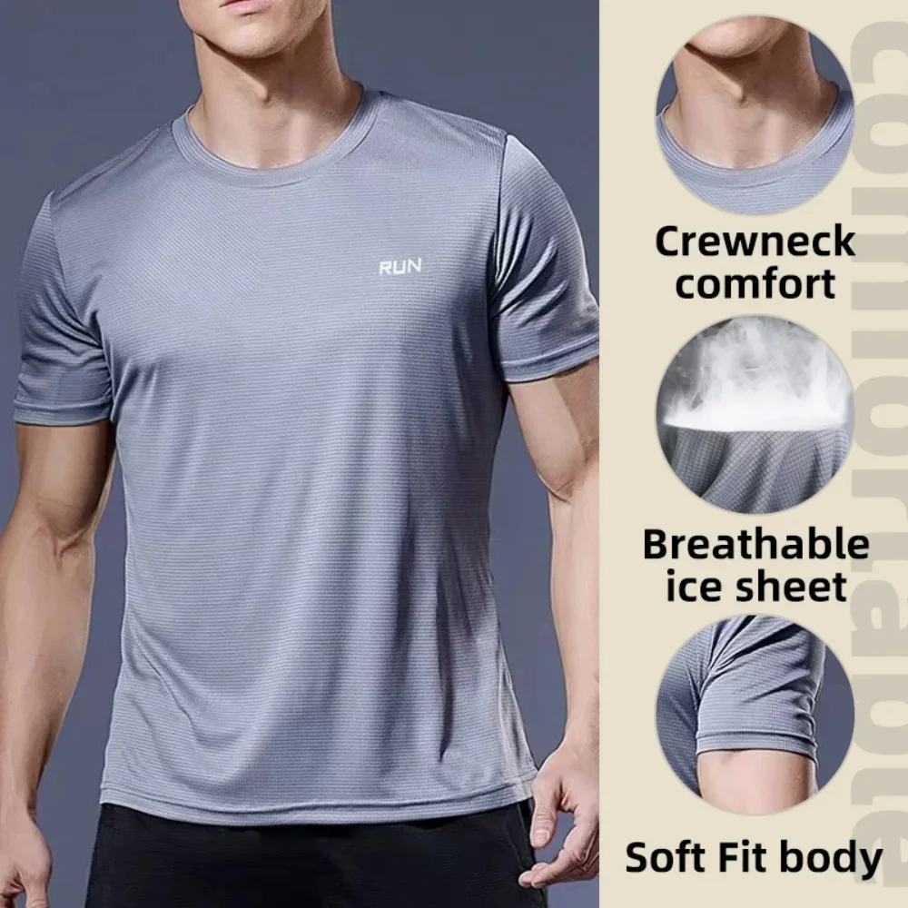 Men Undershirt T-Shirt Quick Dry T-shirt lightweight Underwear Running Breathable Fitness Shirt Ice Silky Gym Football Jerseys