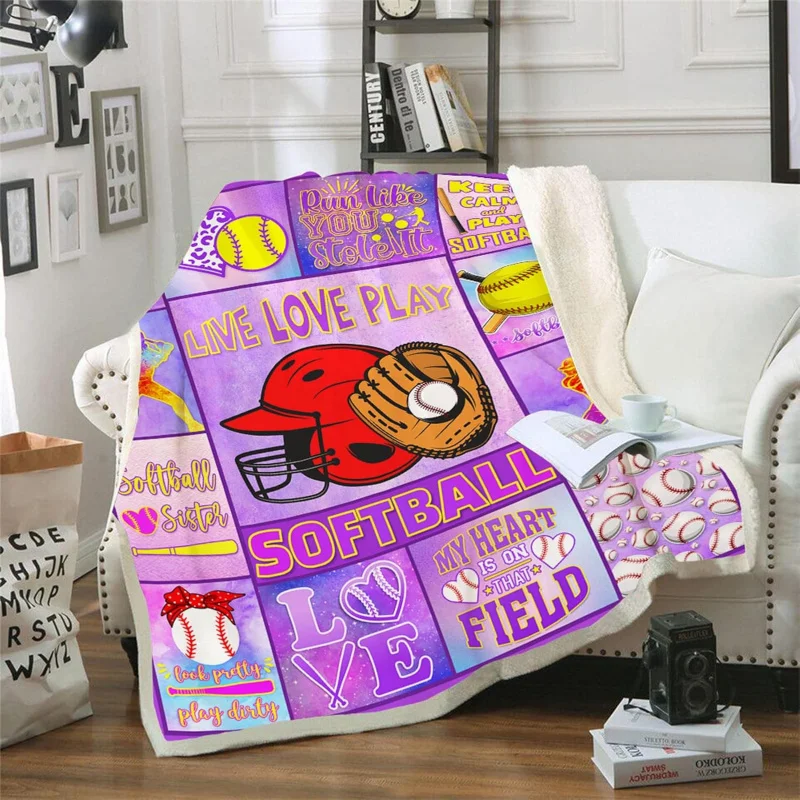 

Girls Softball Blanket Gift, Softball Player Sports Lover Ladies Blanket