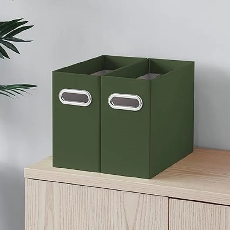 Makeasy File Organizer Storage Box Cardboard File Folder Organizer Collapsible File Box for Hanging File Folders Box With Handle