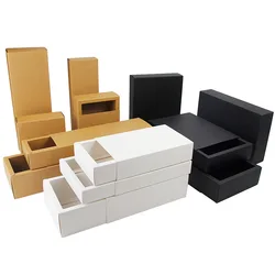 Kraft Paper Gift Packing Box White Brown Black Color Party Cookie Candy Cake Boxes Sliding Cardboard Packaging Box