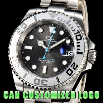 40.5mm diving automatic mechanical men's watches Can custom Logo NH35 movement waterproof wristwatch sapphire steel diving watch