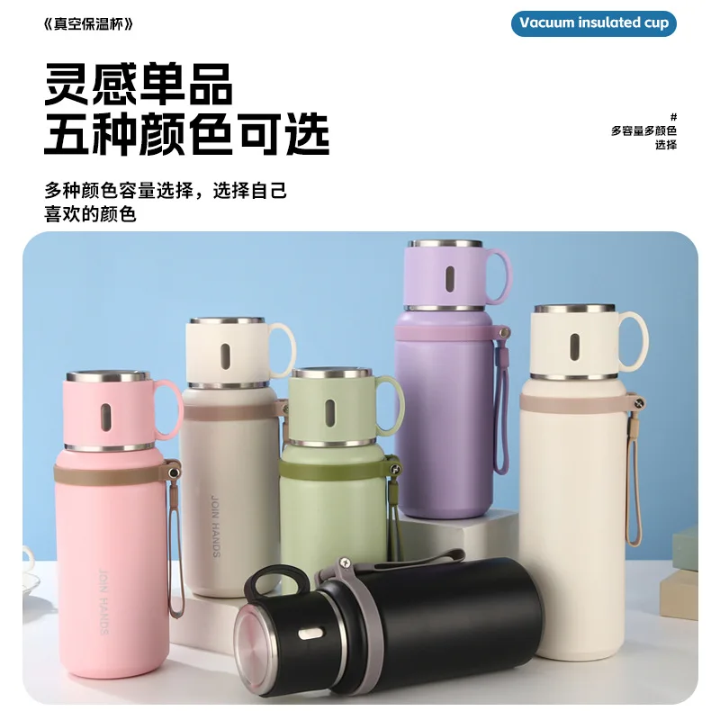 316 Stainless Steel Bowl Lid Tumbler Large Insulated Mug with Steel Cap & Rope for Outdoor Travel