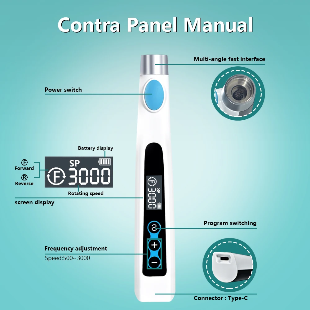 MBM Dental Electric Wireless IPR System Orthodontic Motor with 4:1 Angle Machine Interproximal Enamel Reduction Polishing Tool