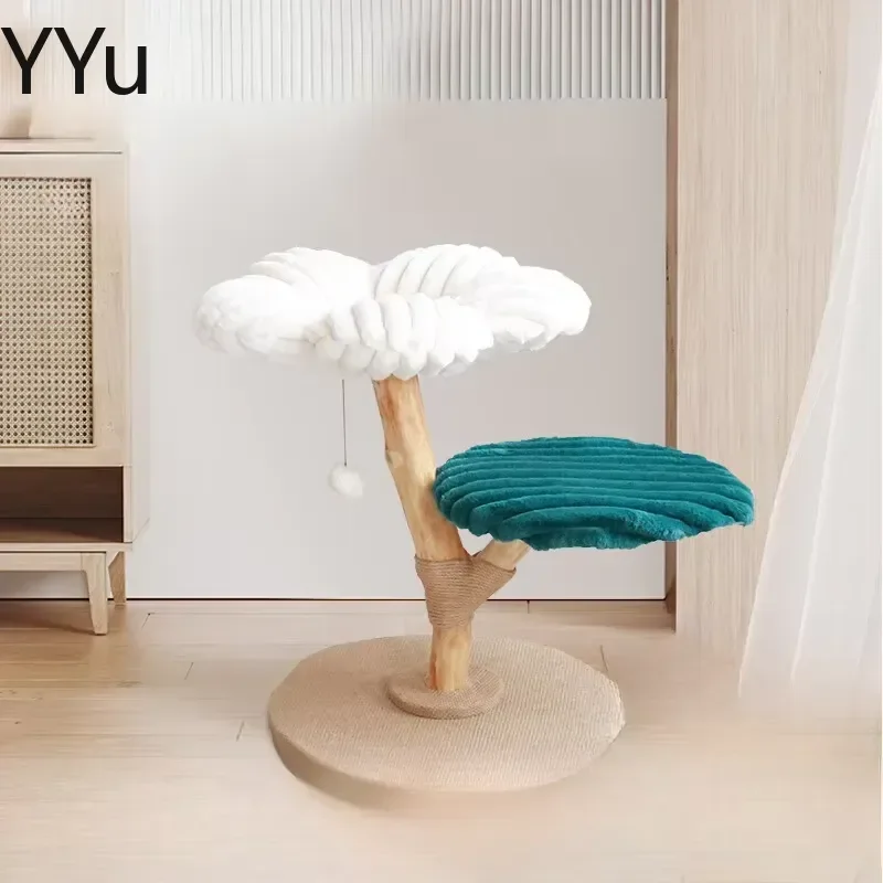 for FYCT Modern Solid Wood Cat Tree Nordic Simple Fluffy Mat Sisal Rope Scratcher Houses Habitats Pet Products Kat Klimmuur