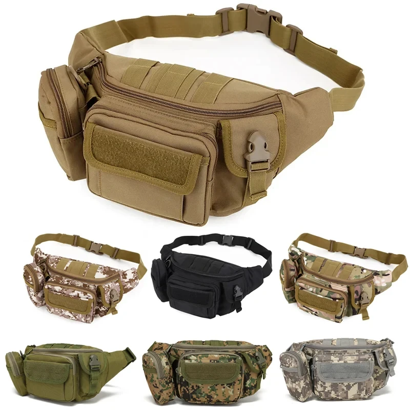 Outdoor Waterproof Multifunctional Waist Bag Mens Solid Color Wear-resistant Tactical Camping Hunting Hiking Sport Messenger Bag