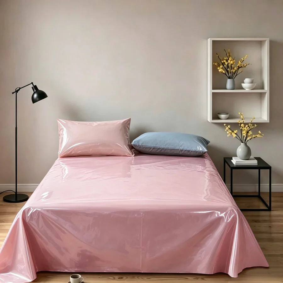 Waterproof Easy-to-Clean Thin PVC Bed Cove Dirtproof Flat Plastic Sheet Cover No-Washing Household PVC Cloth Protector Mattress
