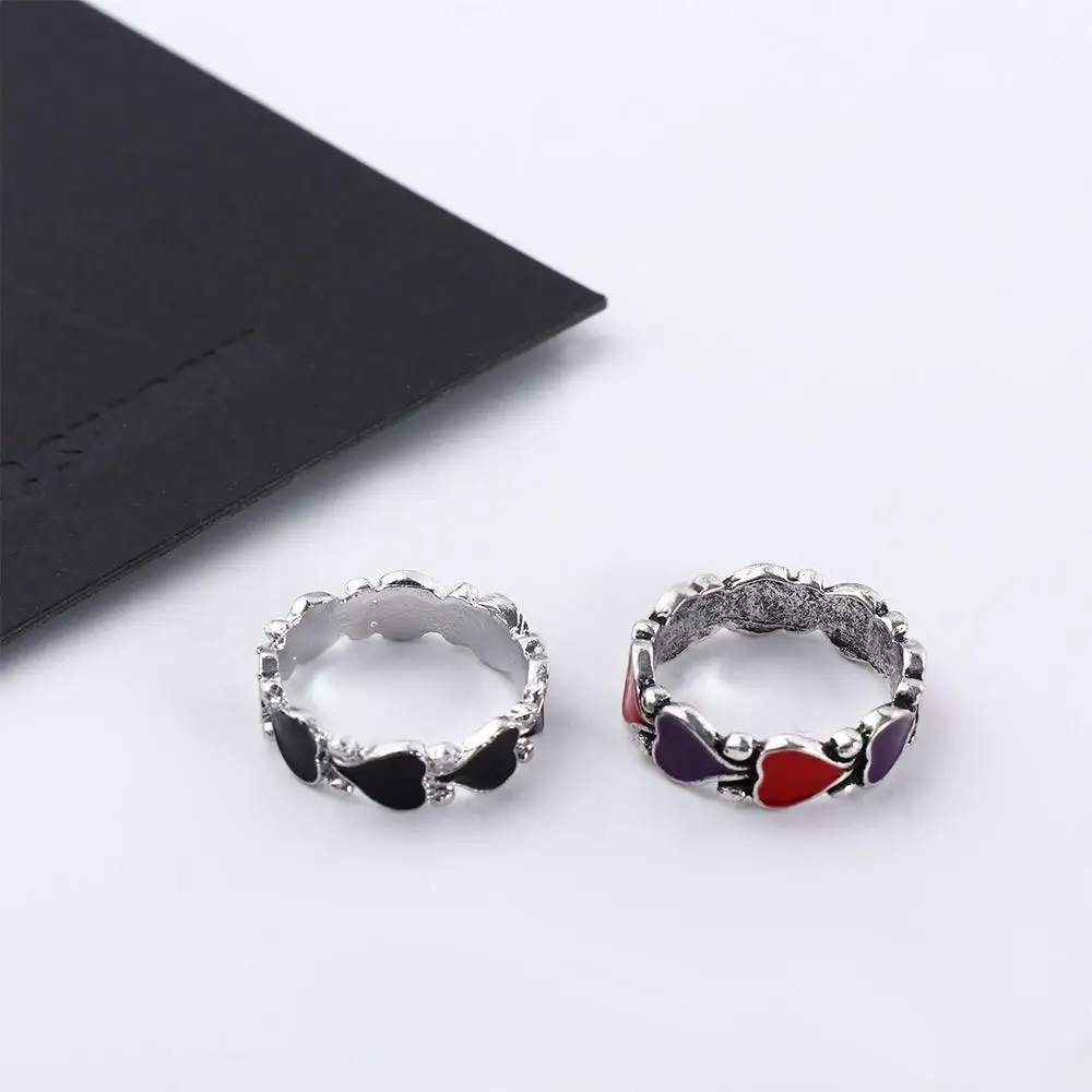Open Ring Index Finger Ring Party Girls Jewelry Gifts Women Rings Heart Stackable Rings Heart Chain Ring Korean Style